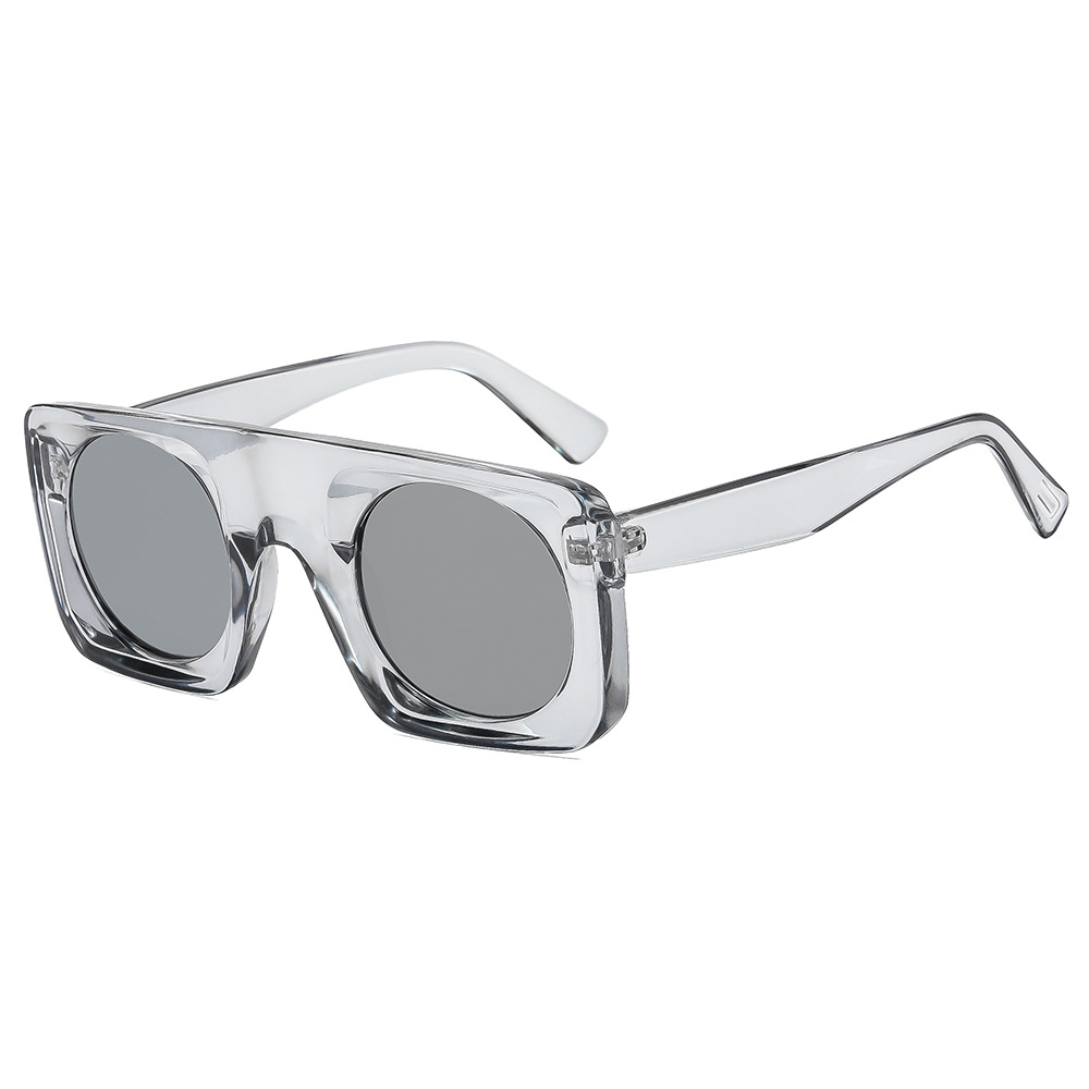 Nouvelles lunettes de soleil carrées 2026 pour hommes et femmes, monture large de créateur, verres ronds intégrés, protection solaire tendance UV400