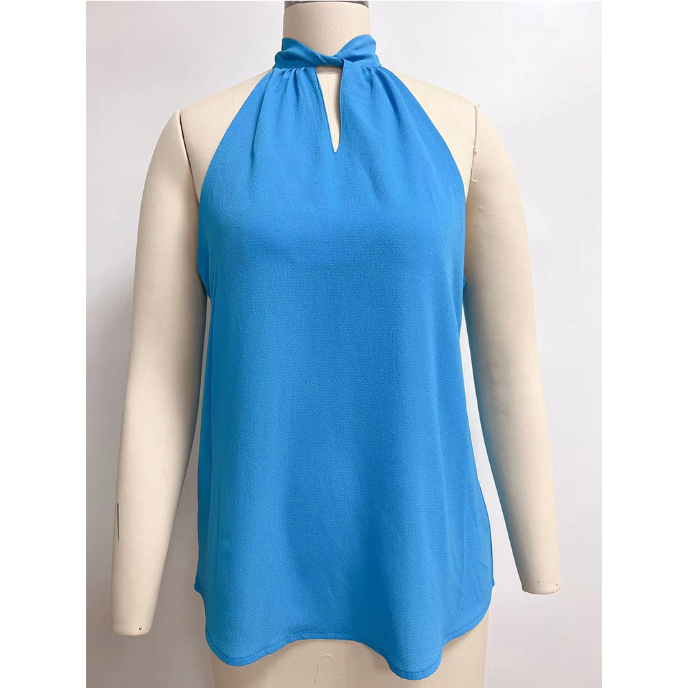 Gilet à col licou pour femmes, épaules dénudées, pull à la mode avec sangle à nœud, débardeur Sexy, chemise sans manches pour le bureau, nouvelle collection 2025
