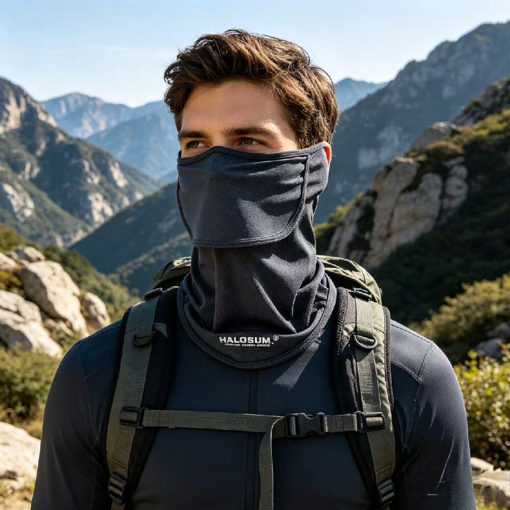 Cache-cou unisexe multicolore en soie glacée, respirant, protection solaire, masque facial, pour cyclisme, randonnée, pêche en extérieur