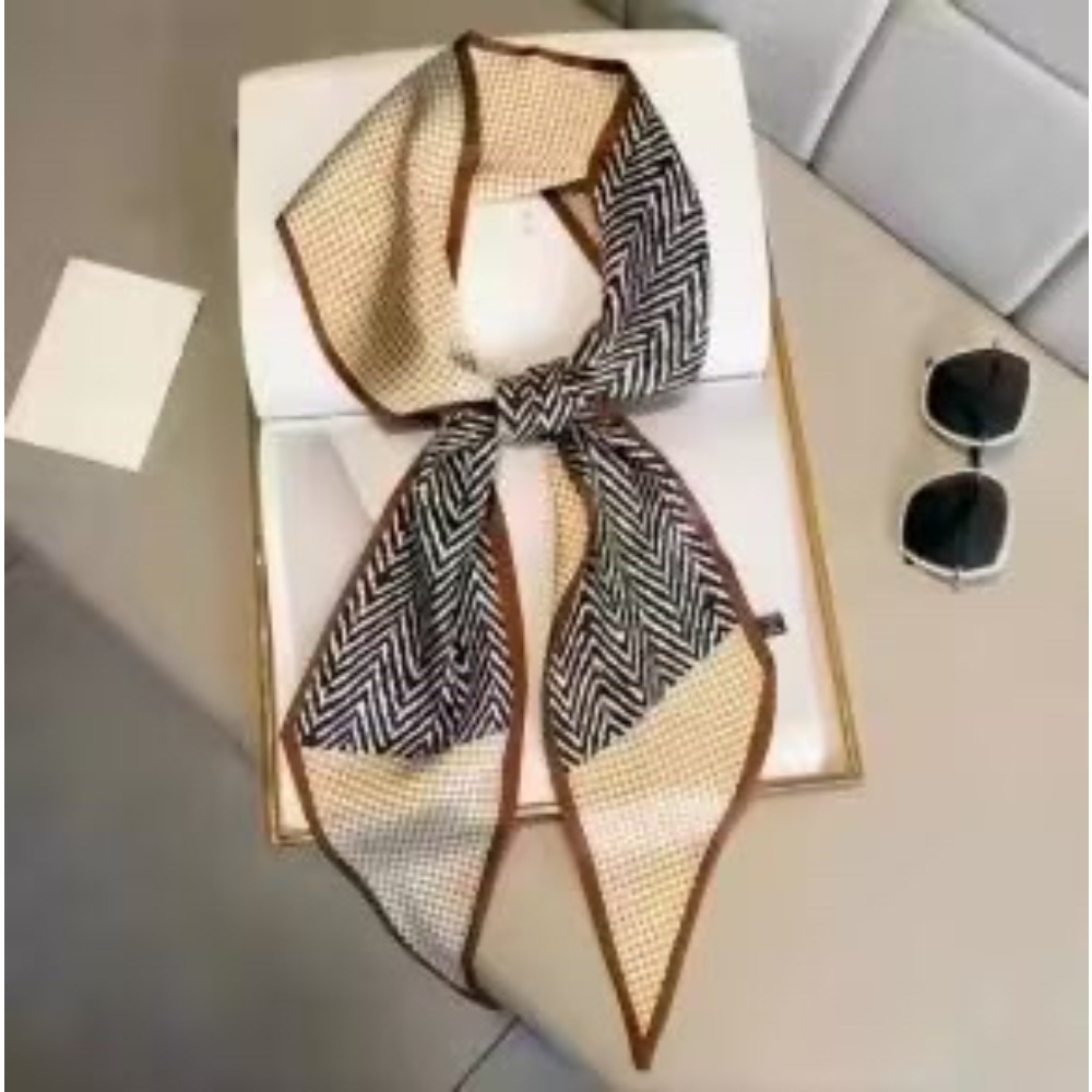 1 pièce de foulard en soie fin rayé double face de 145 cm, en satin, polyvalent et décoratif, pour femme, utilisable en plusieurs occasions.