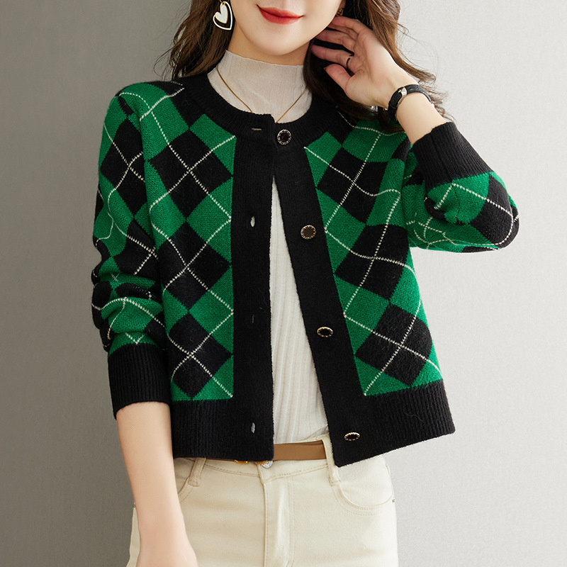 Pull en maille pour femme, cardigan tricoté, collection printemps-automne 2026, pull court élégant et décontracté, haut en maille ample pour femme