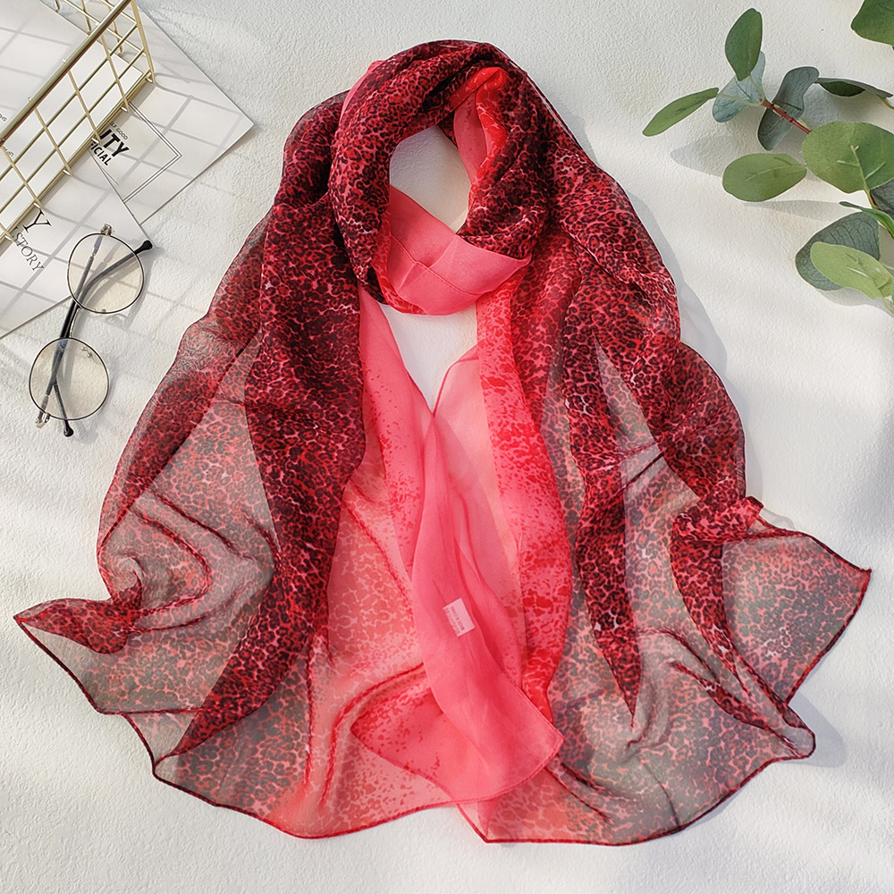 Foulard en mousseline de soie Georgette pour femmes, Style classique, dégradé, léopard, élégant, Bandana, Protection contre le soleil, été