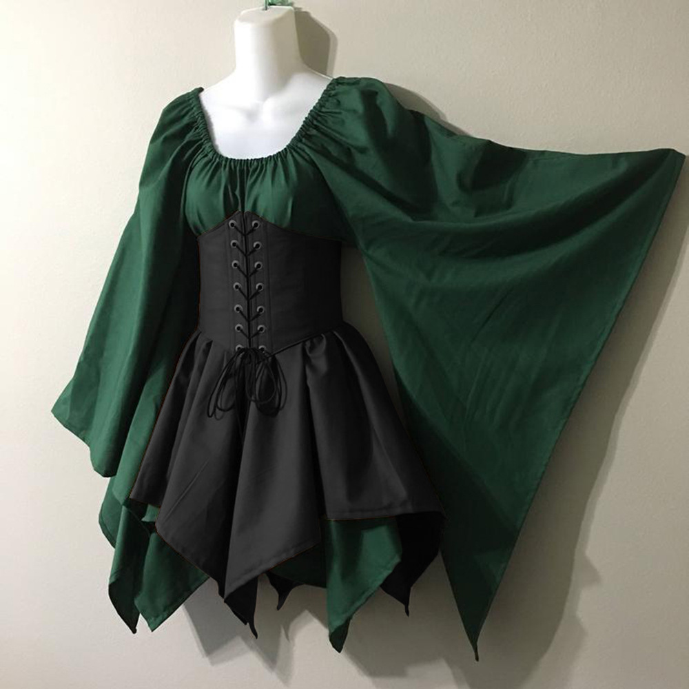 Costume d'elfe pour femmes, robe traditionnelle irlandaise de la Renaissance, Costume de fée médiévale, oreilles d'elfe pour Halloween Cosplay