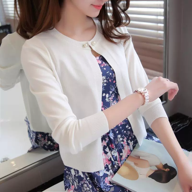 Mode coréenne pull femmes court Cardigan manteau dames femme tricot pull à manches longues Crochet décontracté Cardigans femme BasicTops