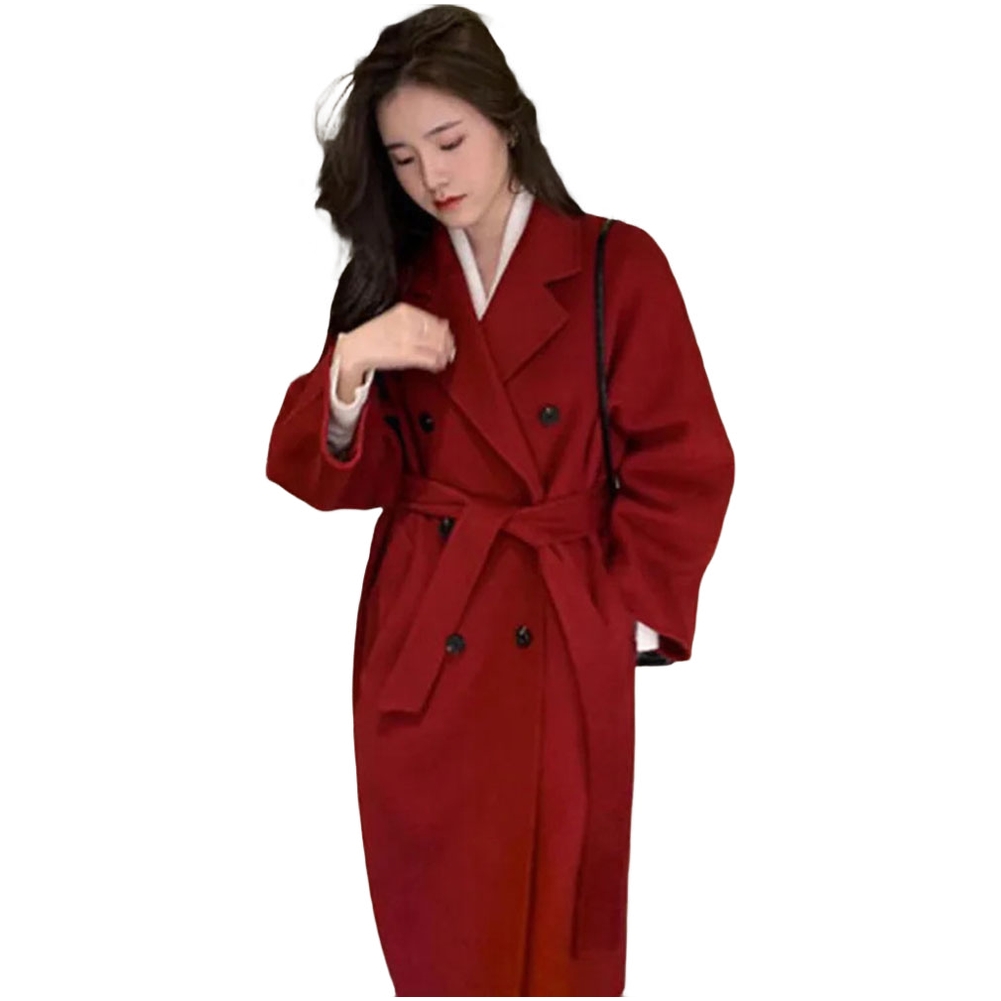 Manteau trench en laine épaisse mi-long pour femmes, veste ample, pardessus à manches longues, adapté à l'automne et à l'hiver