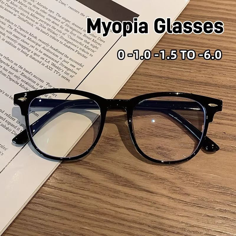 Lunettes de myopie rétro pour femmes et hommes, carrées transparentes, rétro, moins dioptrie, Prescription optique