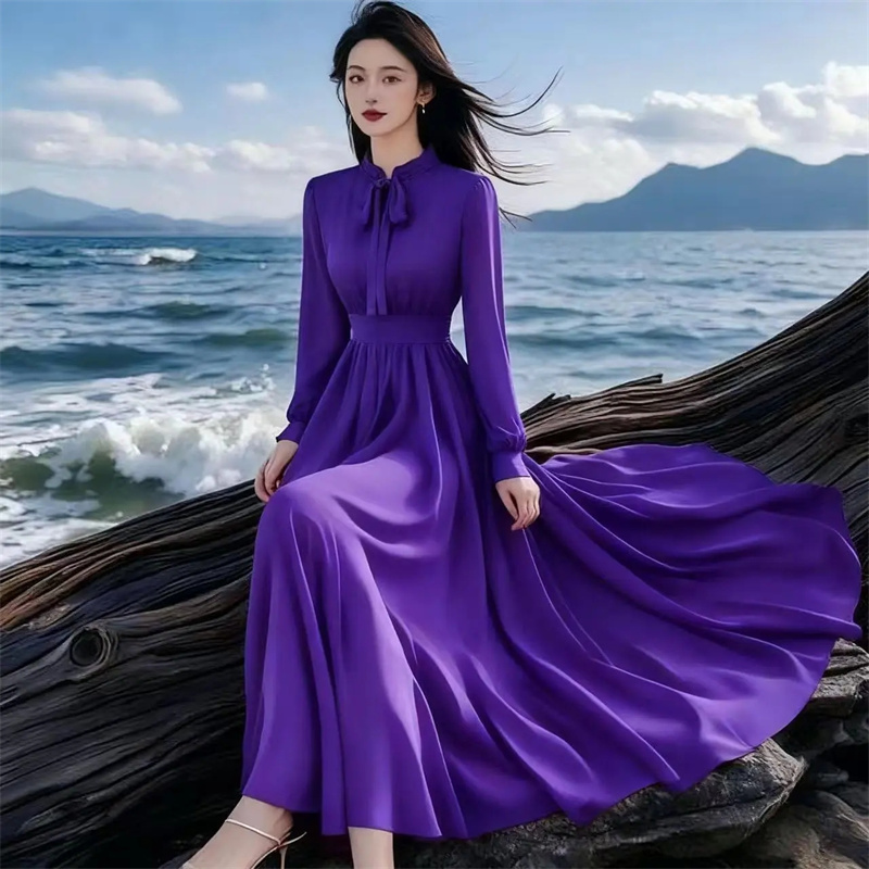 Robe coréenne de haute qualité pour femmes, nouvelle collection printemps-automne 2026, tempérament élégant, confortable, longue, robes pour dames
