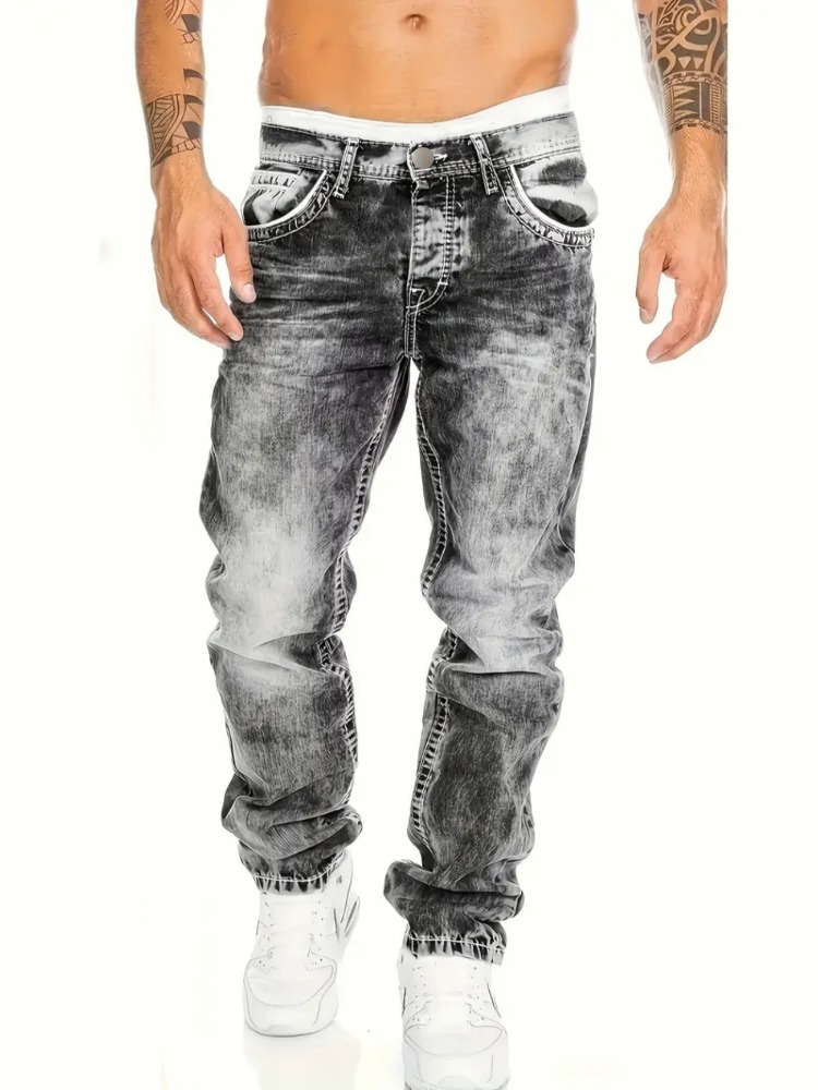 Jean européen et américain pour hommes, pantalon élastique Slim, à la mode, Vintage, lavage, Denim, Streetwear, nouvelle collection automne