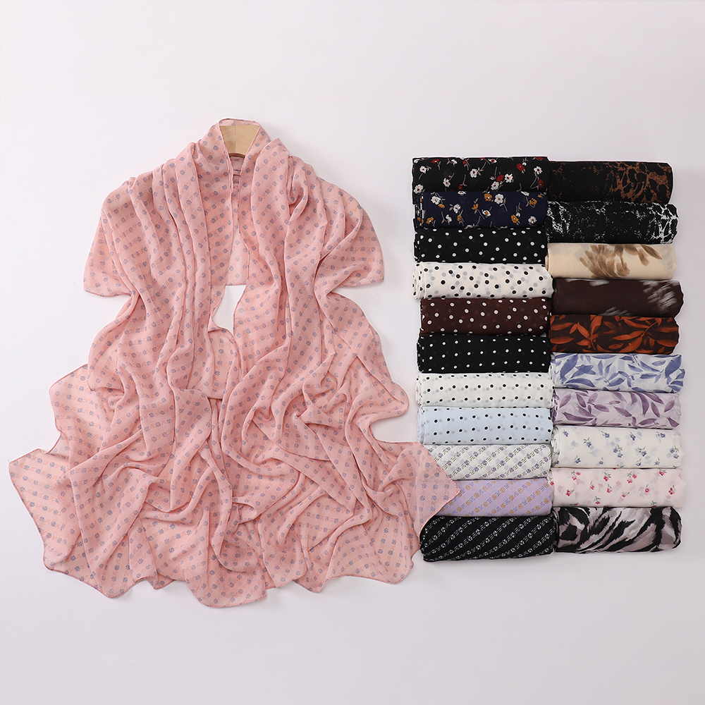 Hijab en mousseline à pois, doux et léger, pour femmes musulmanes, hijab instantané, foulard pour la tête