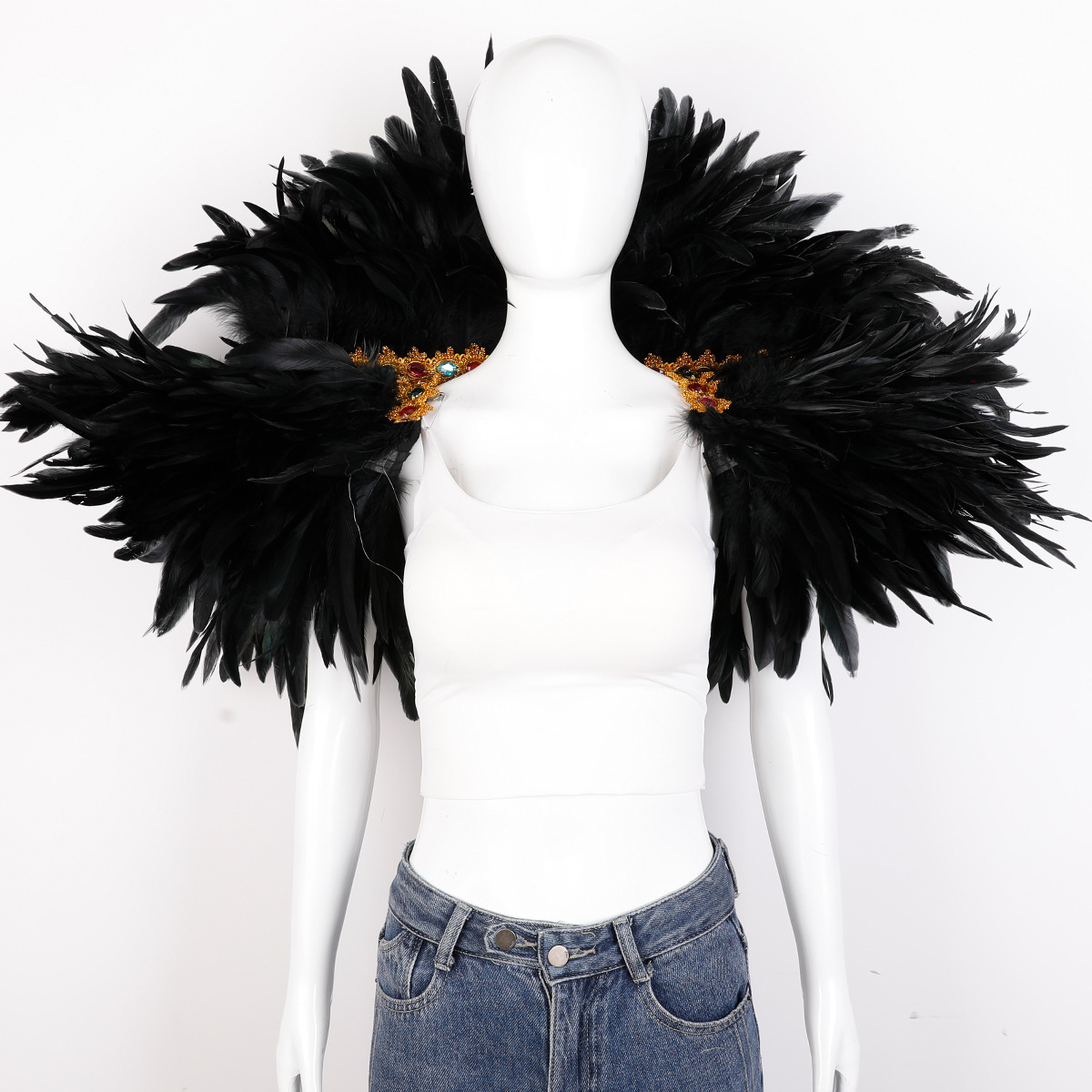 Plume châle Halloween carnaval Costume piste Performance balle gilet écharpe cape fête châle Cosplay femme écharpe