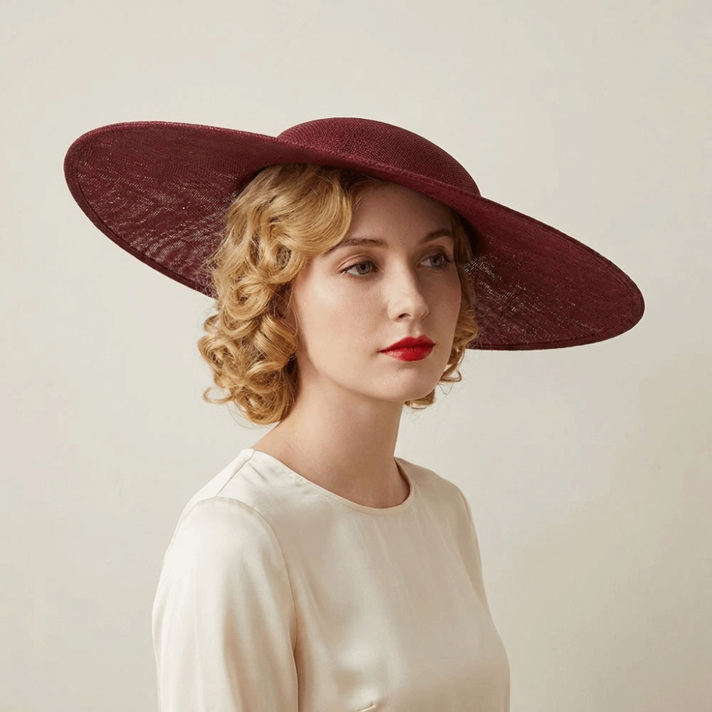 Chapeau bibi vintage pour femme, couleur unie, en maille, à large bord, style années 20, accessoire de cheveux pour mascarade