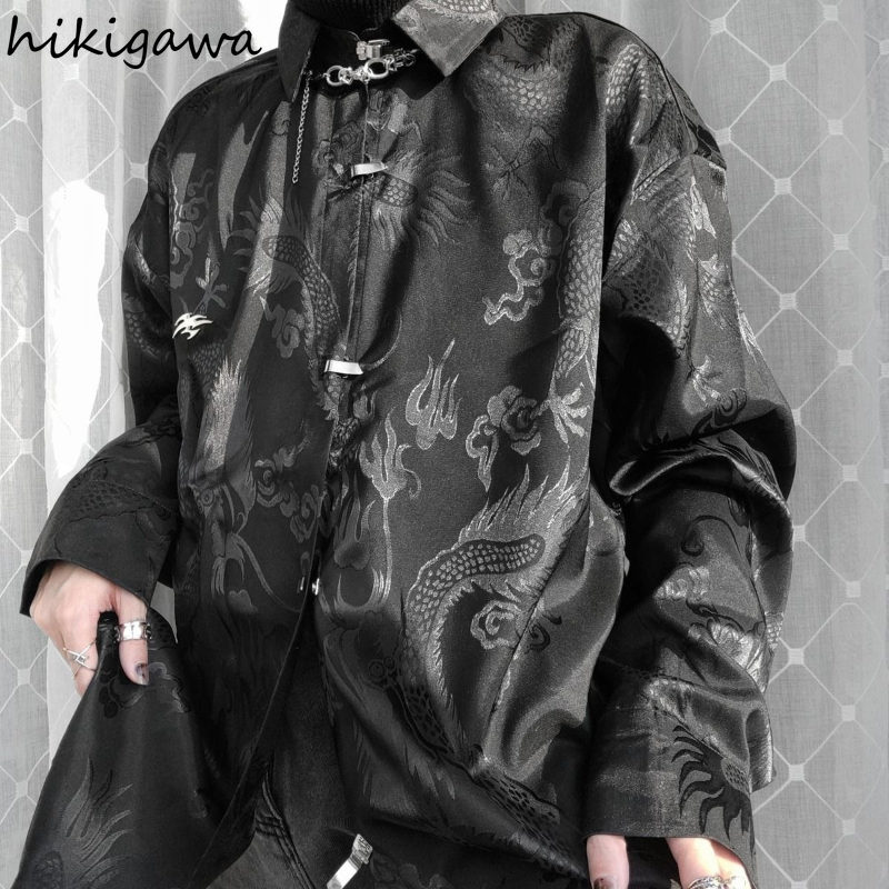 Chemisier Vintage pour femmes, vêtements De Style chinois Harajuku, mode Dragon Jacquard Y2k, chemises surdimensionnées, 2025 Blusas Mujer De Moda
