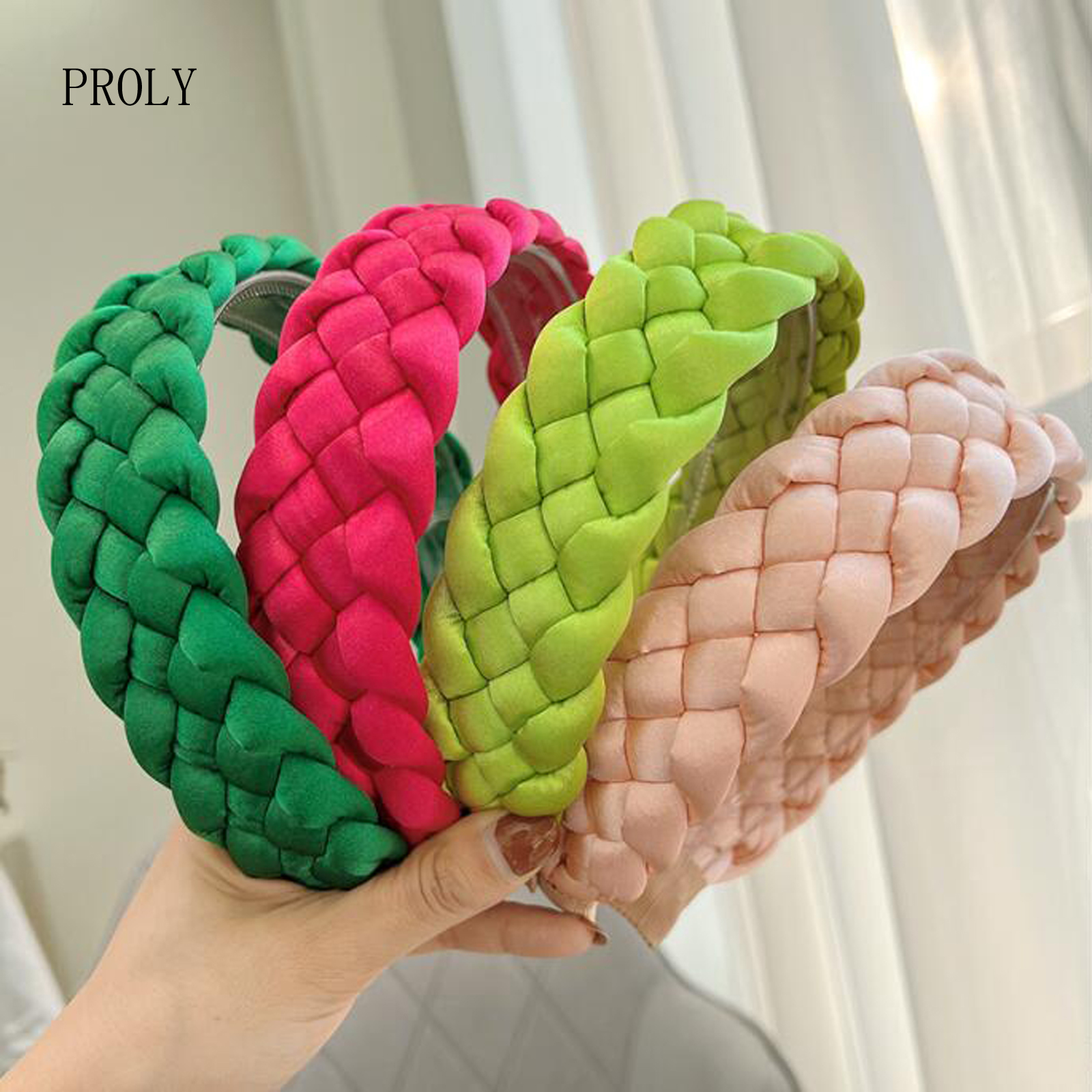 PROLY Nouveau Bandeau Tressé Tendance pour Femme, Large, Couleurs Fraîches, Turban Vintage, Accessoire Cheveux Adulte