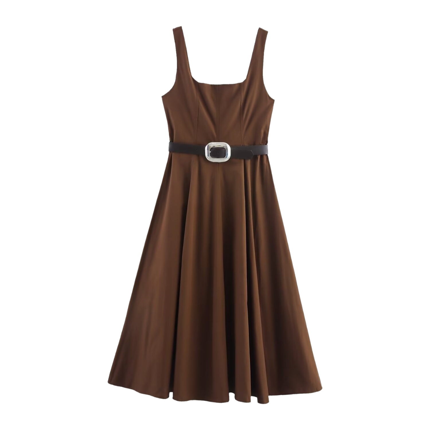 Robe Midi Élégante sans Bretelles avec Ceinture, Style Décontracté et Noble, Tissu Polyester, Nouvelle Collection Été 2025