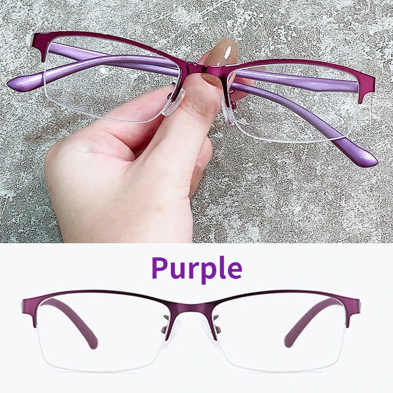 Lunettes de vue pour femmes, demi-montures métalliques, de haute qualité, pour myopie, monture métallique pour femmes