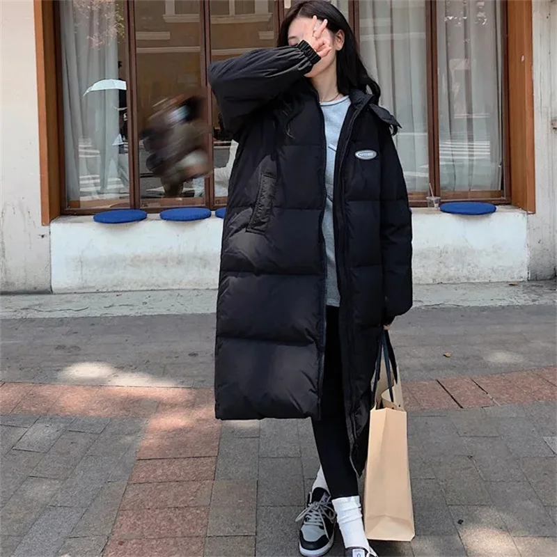 Manteau d'hiver pour femmes, mode coréenne, ample, surdimensionné, grande taille, à capuche, coupe-vent, chaud, Long, Parkas, veste de luxe en coton, nouvelle collection 2025