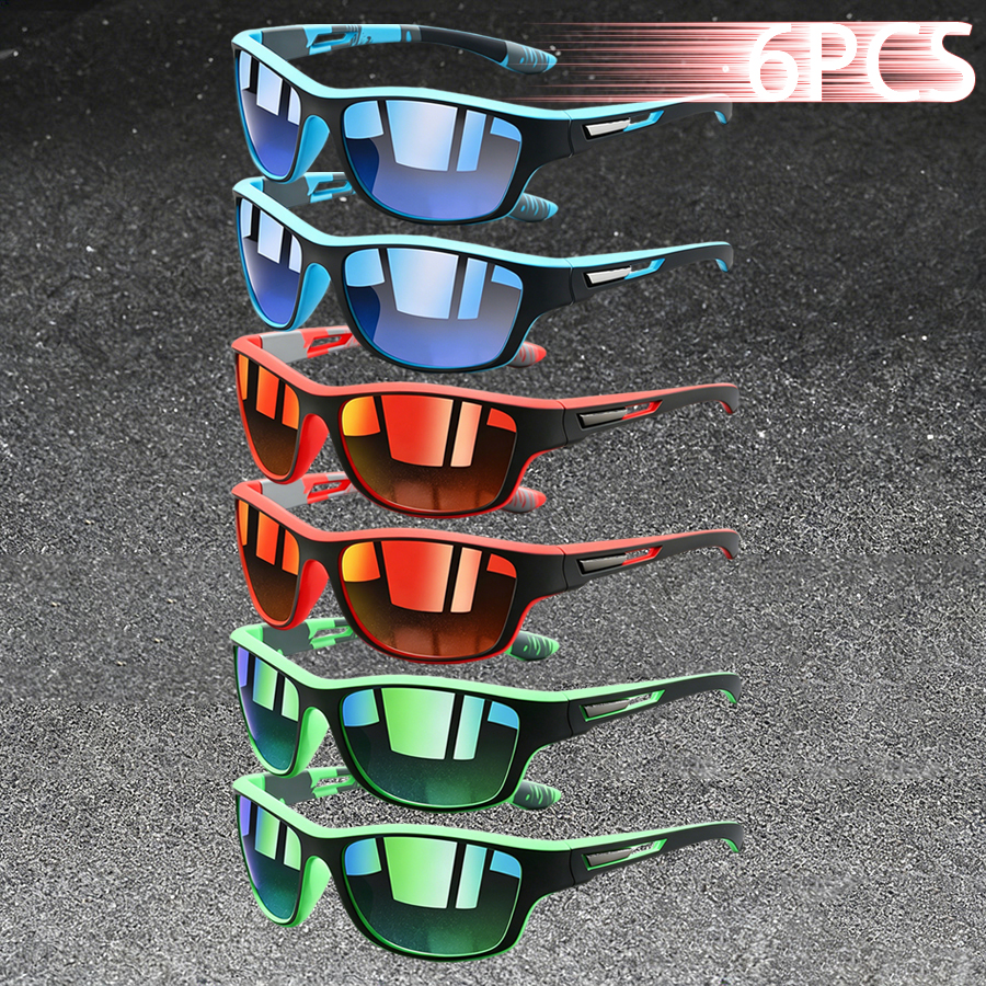 Lunettes de soleil à motif vintage, 6 pièces, unisexes, à la mode, pour les vacances, la randonnée et les activités de plein air, le cyclisme, la pêche, l'alpinisme