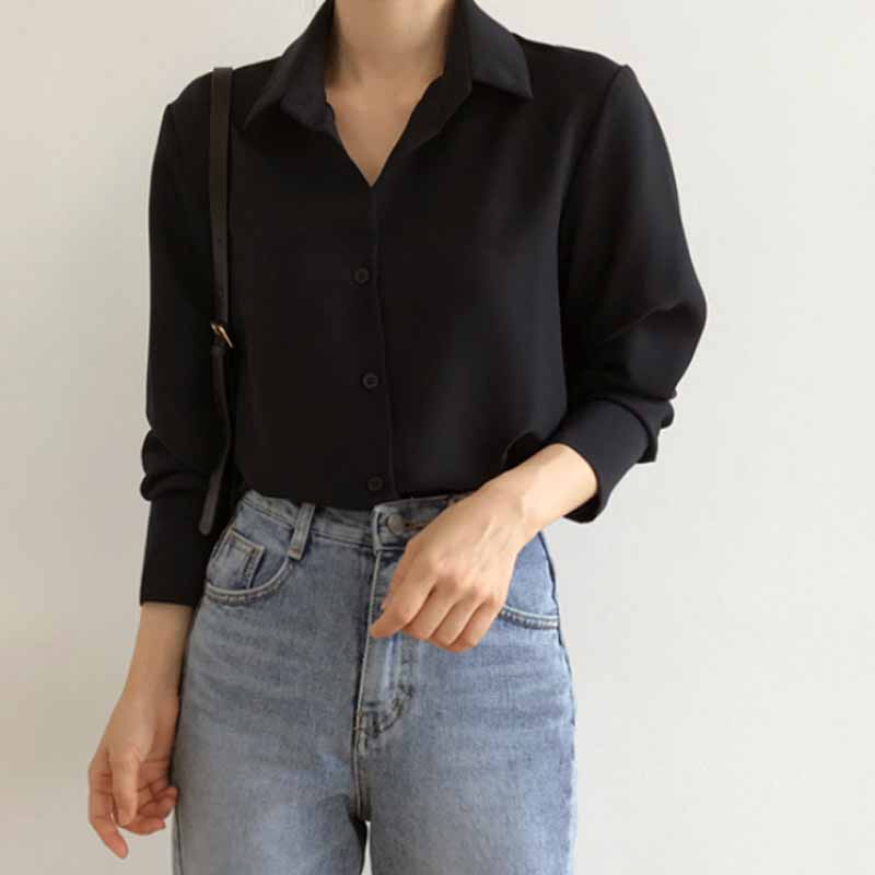 Femmes Chemise Classique En Mousseline De Soie Chemisier S-4XL Plus La Taille At À Manches sulfChemise Dame Simple Style Y-Femme Vêtements Nouveau Blusas 6830