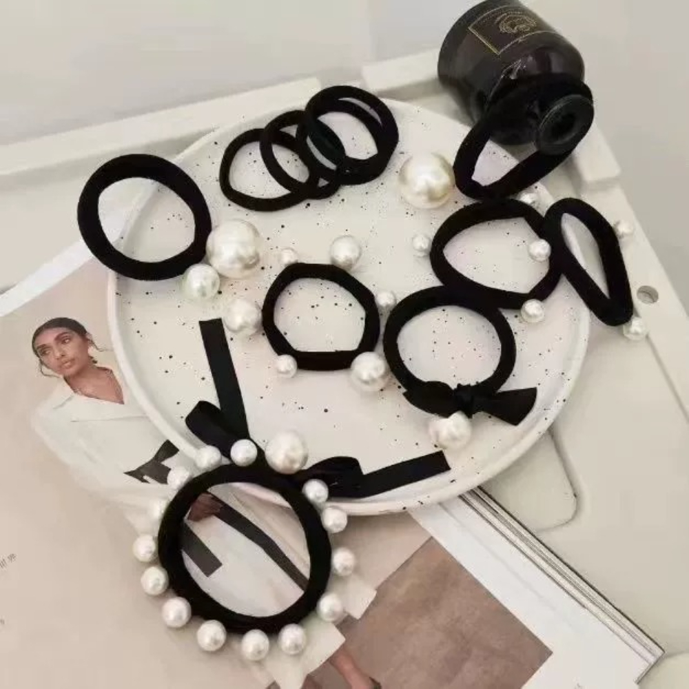 11 bandeaux élégants pour femmes et filles, tissu hautement élastique sans couture, design nœud imitation perle, accessoire de cheveux tendance