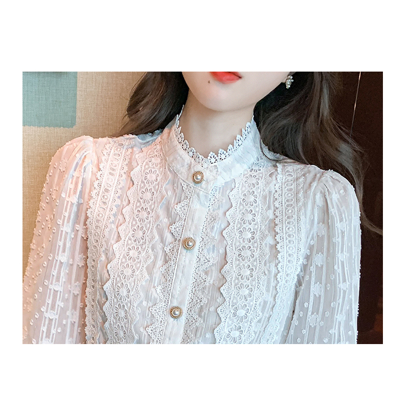 Automne femmes blanc dentelle Blouse chemise haut pour femme à manches longues Blouse femmes Blusas Mujer De Moda 2024 Blouses Femme chemises E382