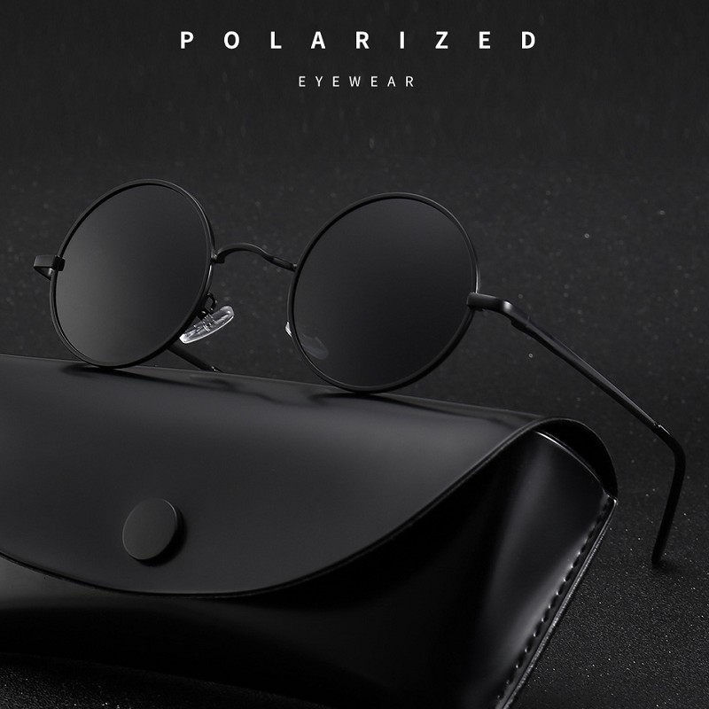 Lunettes de soleil polarisées rondes pour hommes et femmes, lunettes de soleil rétro, marque de créateur, monture en métal