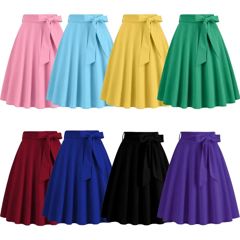 Jupes vintage monochromes pour femmes, ceintures, style Herfestivals, vêtements d'été, vente, 2025, JQMY3800