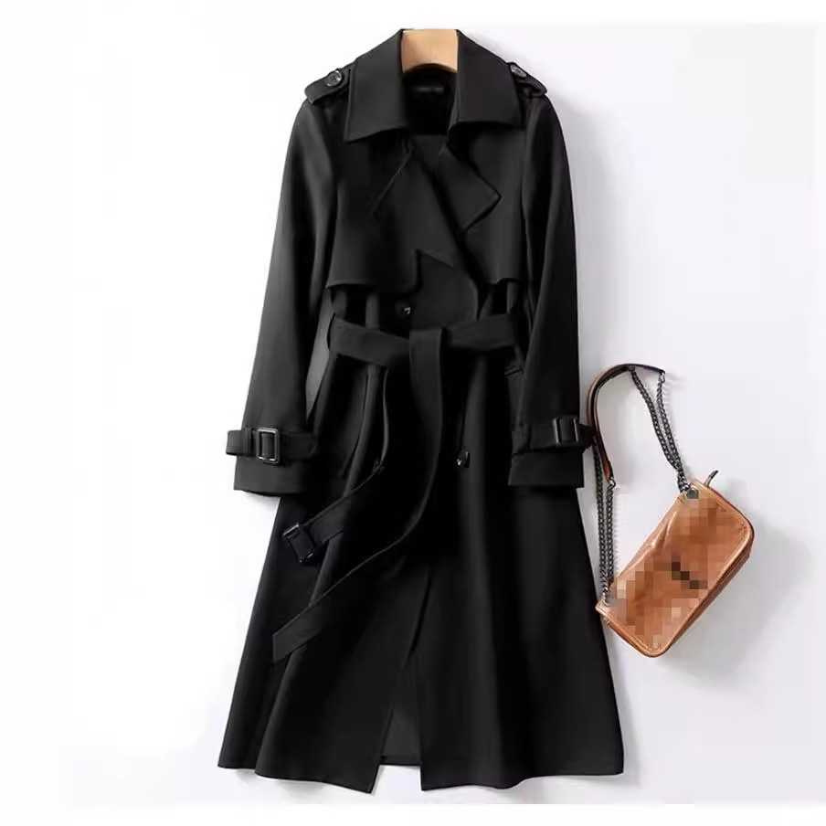 Manteau élégant pour femme, style britannique, automne-hiver, coupe-vent, streetwear, manteau midi décontracté, chic et ajusté pour le bureau