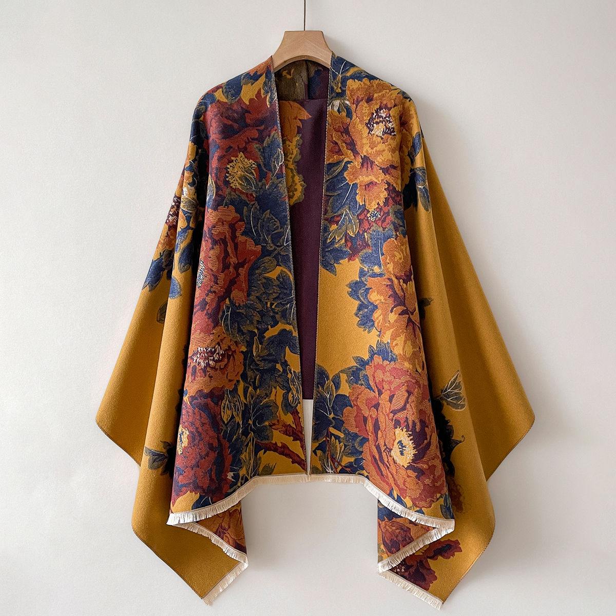 Châle chaud en Imitation cachemire pour femmes, cape de Style ethnique, foulards à la mode, imprimé Floral, résistant au froid et au vent