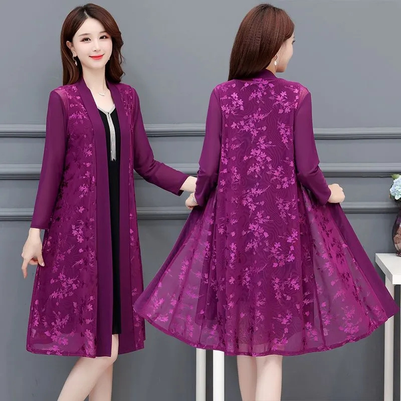 Veste cardigan imprimée à manches longues pour femmes, vêtements de protection solaire d'été, manteau de protection solaire, mince, mi-long, monochrome, femme, nouveau