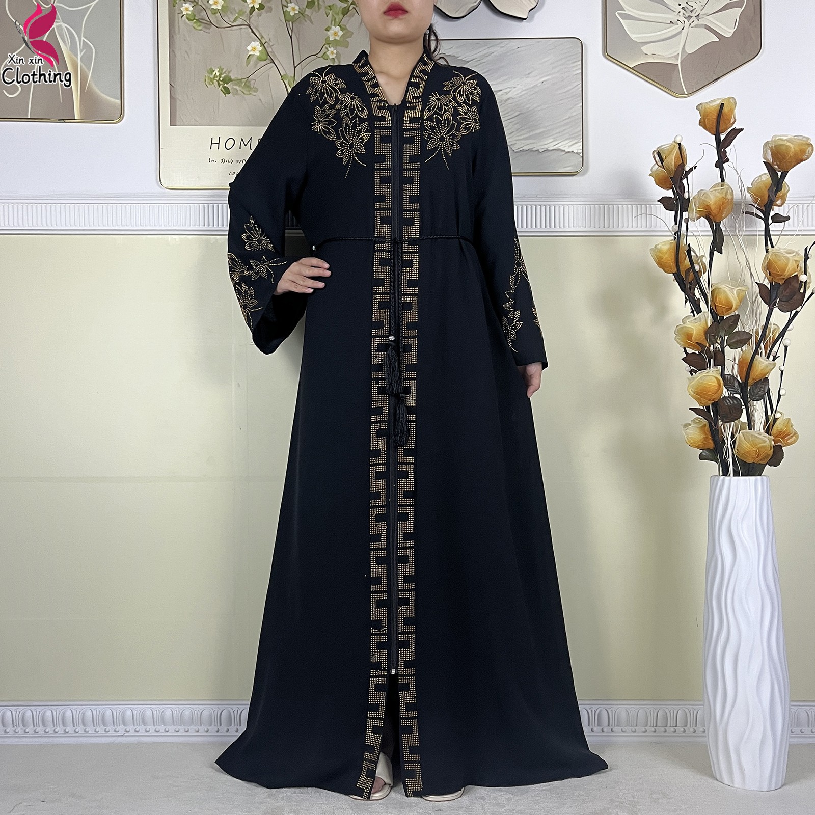 Nouveau Abayas musulmanes pour femmes Robe à manches longues dubaï dame Robe longue élégante Islam vêtements Abaya africain Robe ample avec Turban