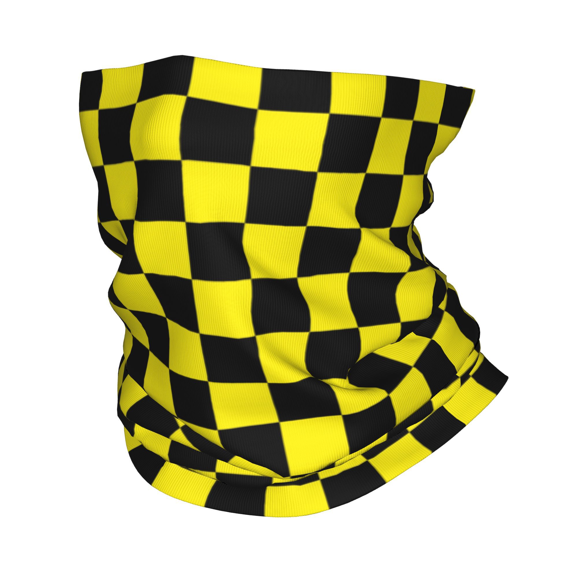 Cache-cou Bandana à carreaux noir jaune personnalisé, pour randonnée Camping hommes et femmes, écharpe enveloppante, bandeau à carreaux plus chaud