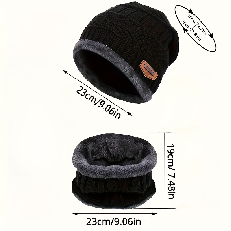 Ensemble bonnet et écharpe d'hiver classique anti-froid, bonnet élastique en tricot, écharpe épaisse pour le cou, ensemble de bonnet et d'écharpe pour hommes