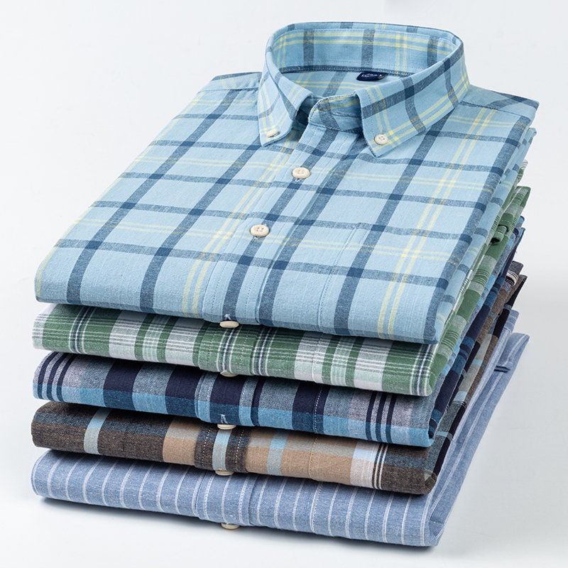 Chemises en lin et coton à manches longues pour hommes, style coréen, coupe ajustée, décontractées, unies, avec poche unique, chemise blanche de créateur