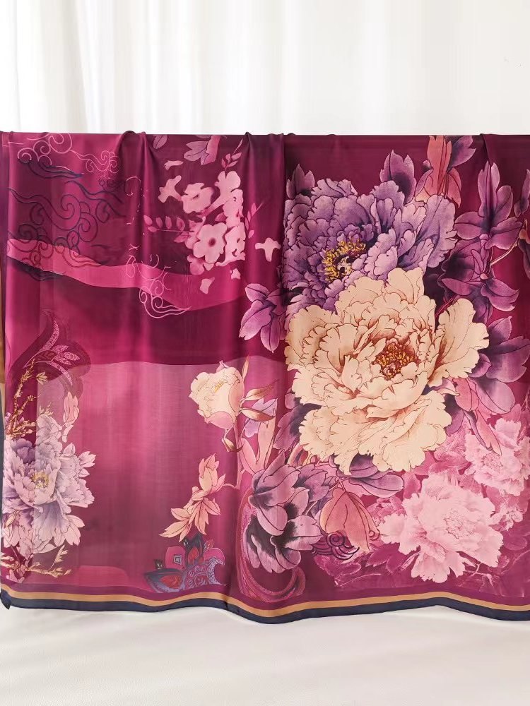 Grand foulard carré 110*110cm beau brocart printemps et automne Version coréenne polyvalent Satin carré écharpe femme foulard en soie
