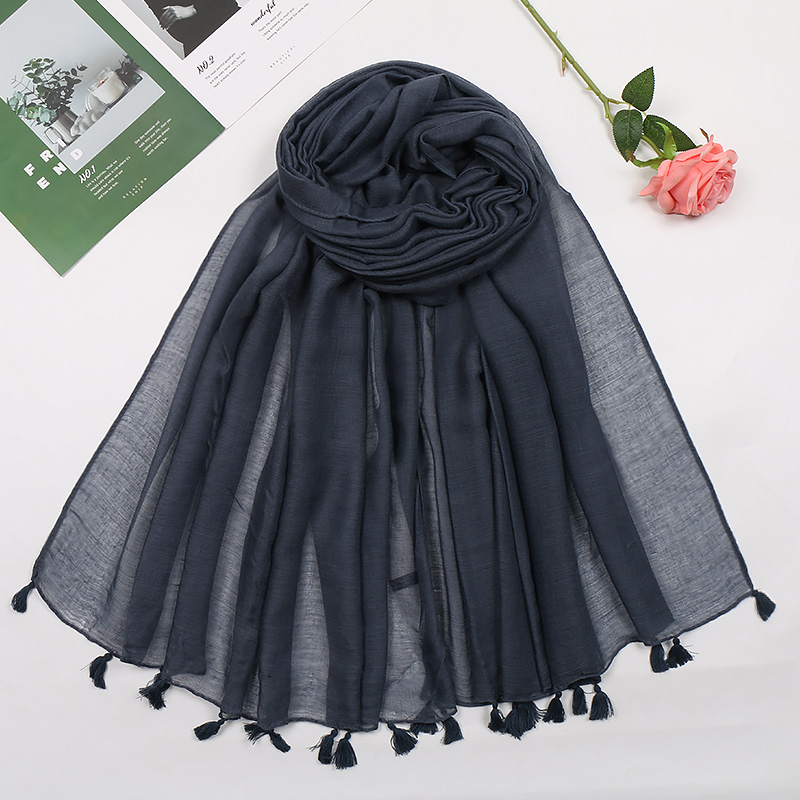 Écharpe en Viscose à Pompon Uni pour Femme, Hijab, Châle de Créateur Musulman, 2023x90cm, 180