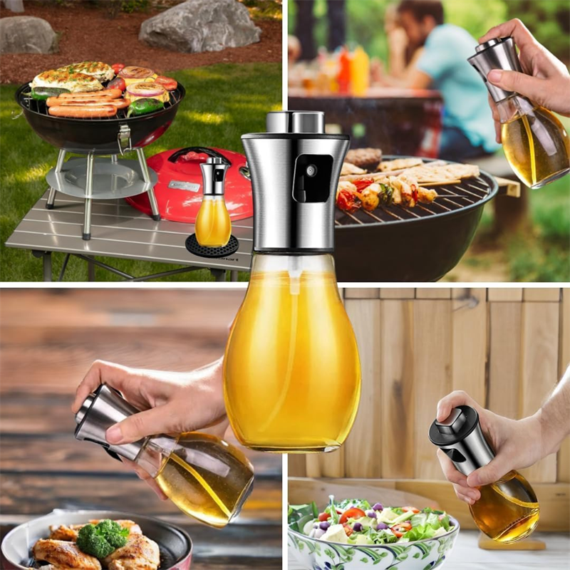 Pulvérisateur d'huile d'olive pour la cuisine, pulvérisateur d'huile d'olive en verre de 200 ml, pulvérisateur d'huile végétale avec entonnoir, pulvérisateur d'huile, pour la cuisson, la friture, etc.