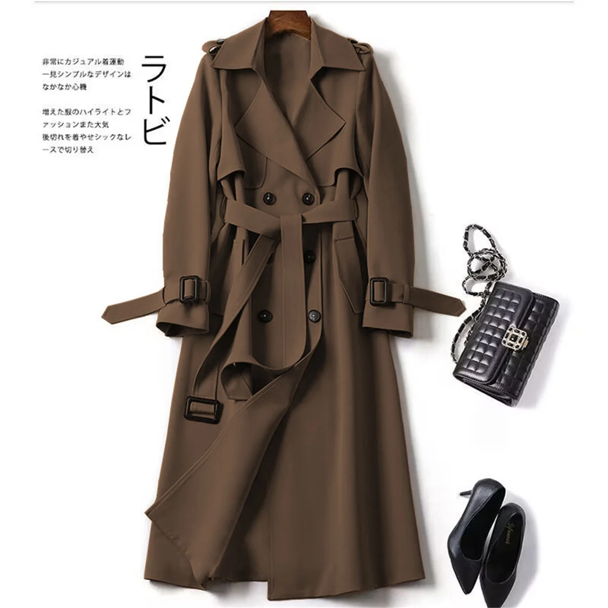 Vestes britanniques élégantes pour femmes, coupe-vent large, streetwear midi, combcasual, bureau, dame, bouton, mince, manteau chic, mode automne et hiver