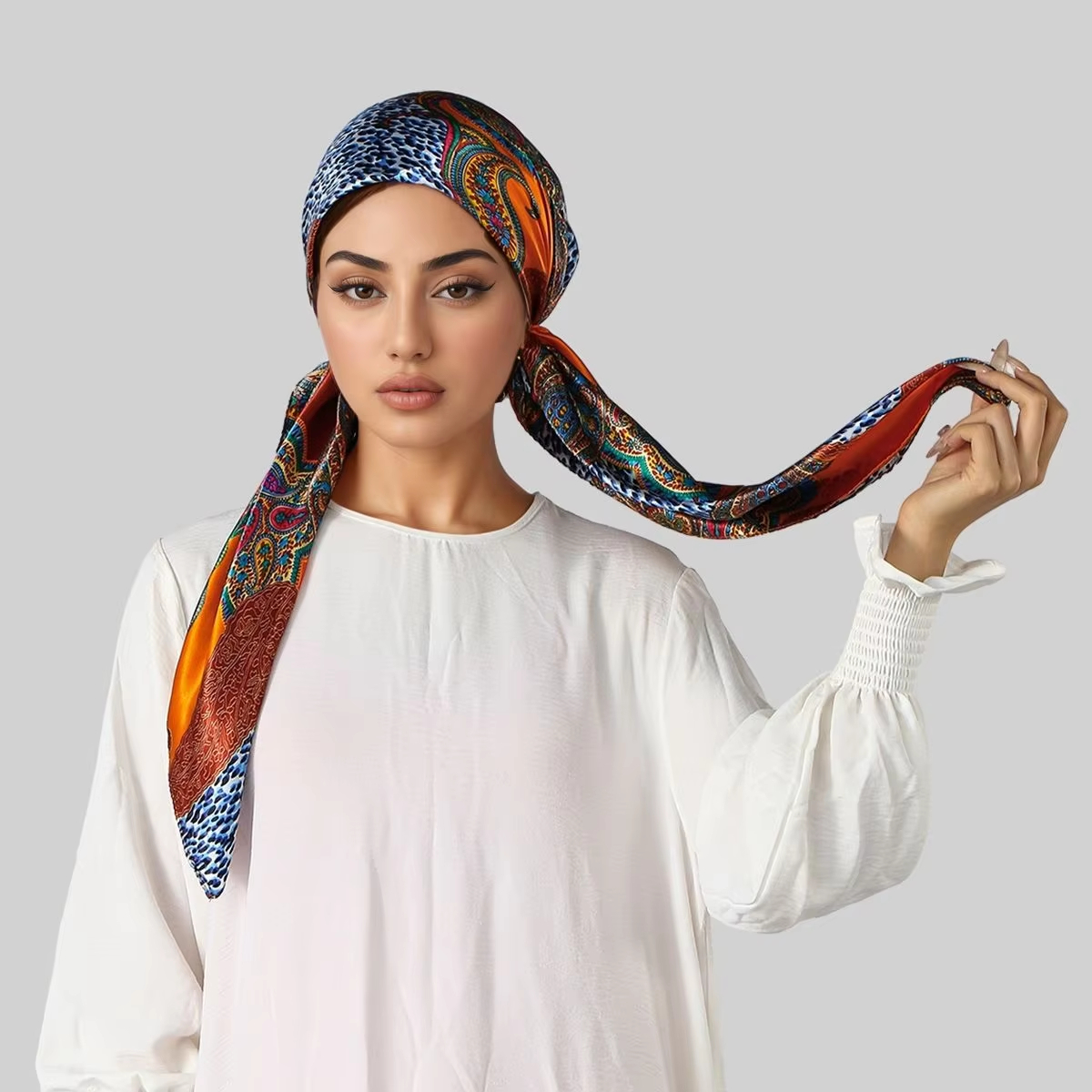 Hijab instantané musulman, bonnet imprimé, turban en satin, foulard pour dormir, bonnet élastique pour cheveux, bandana
