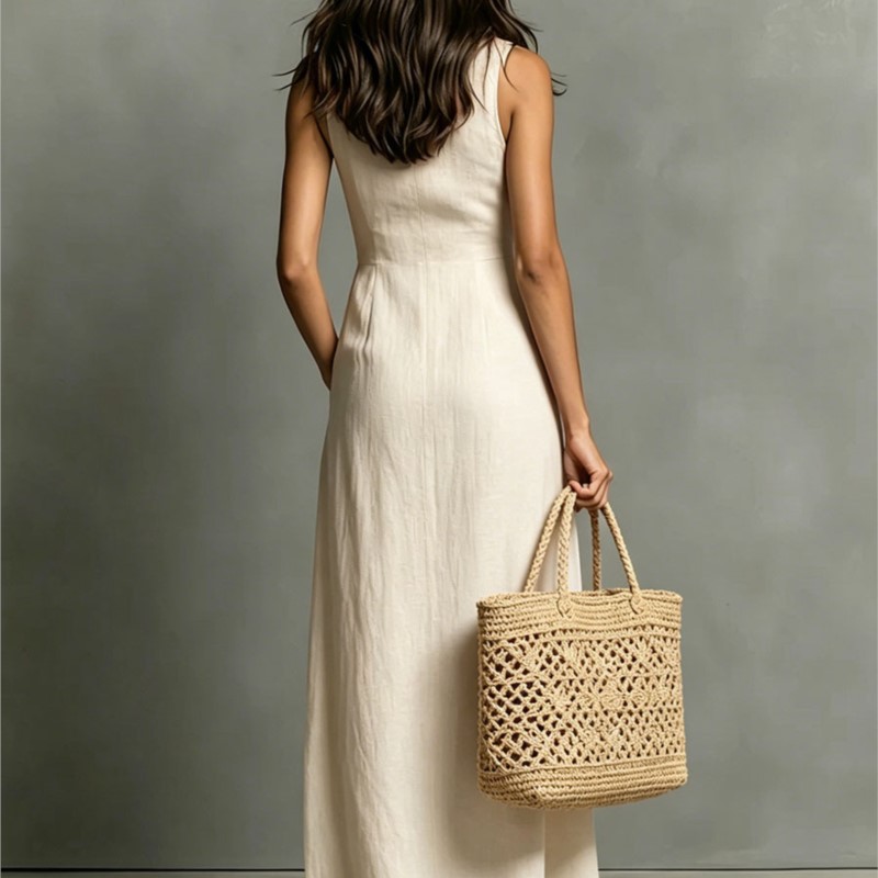 Nouvelle Robe Chemise Longue Femme Col V Sans Manches Boutonnée Coupe Slim Décontractée pour l'Été et les Fêtes