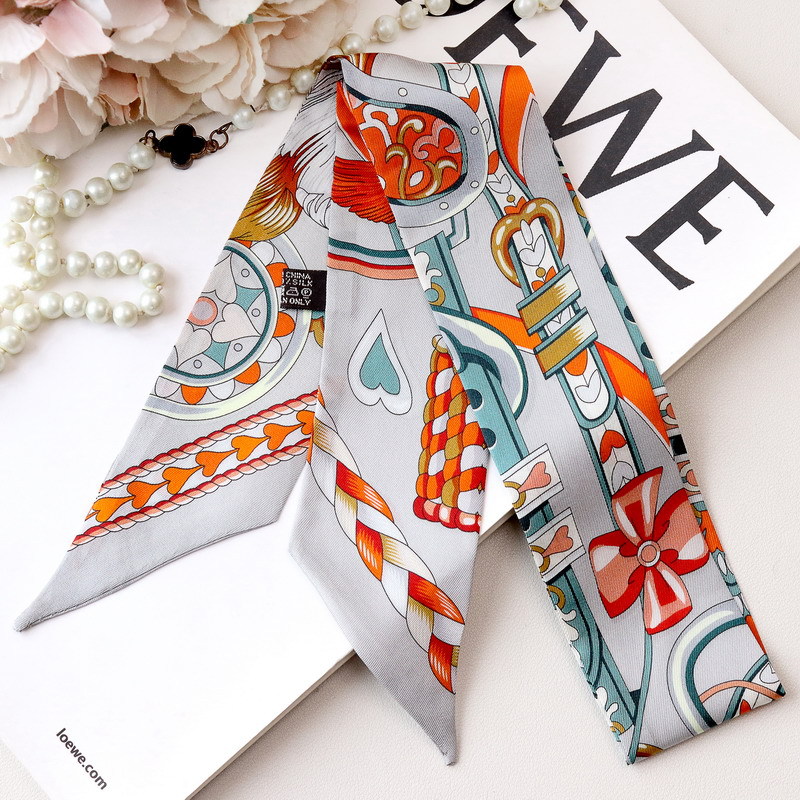 Foulard en soie twill 100% de luxe pour femme, bandeau fin, ruban pour poignée de sac, cravate en soie tendance pour femme