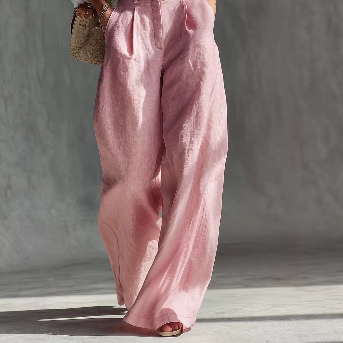 Pantalon large pour femme, salopette, nouvelle collection Printemps-Été 2026, taille haute, élégant, rétro, polyvalent, couleur unie