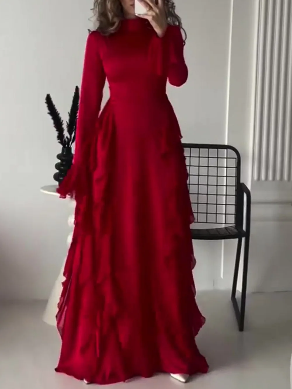Robe de soirée à manches évasées pour femmes musulmanes, Jalabiya, Eid Ramadan, Robe longue arabe, Robe à volants de Dubaï, Robes de soirée éducatives, Abayas