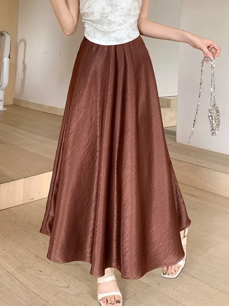 Jupe demi-corps en Satin pour femme, nouvelle mode coréenne, tempérament élégant, solide, décontractée, jupe trapèze, printemps 2026