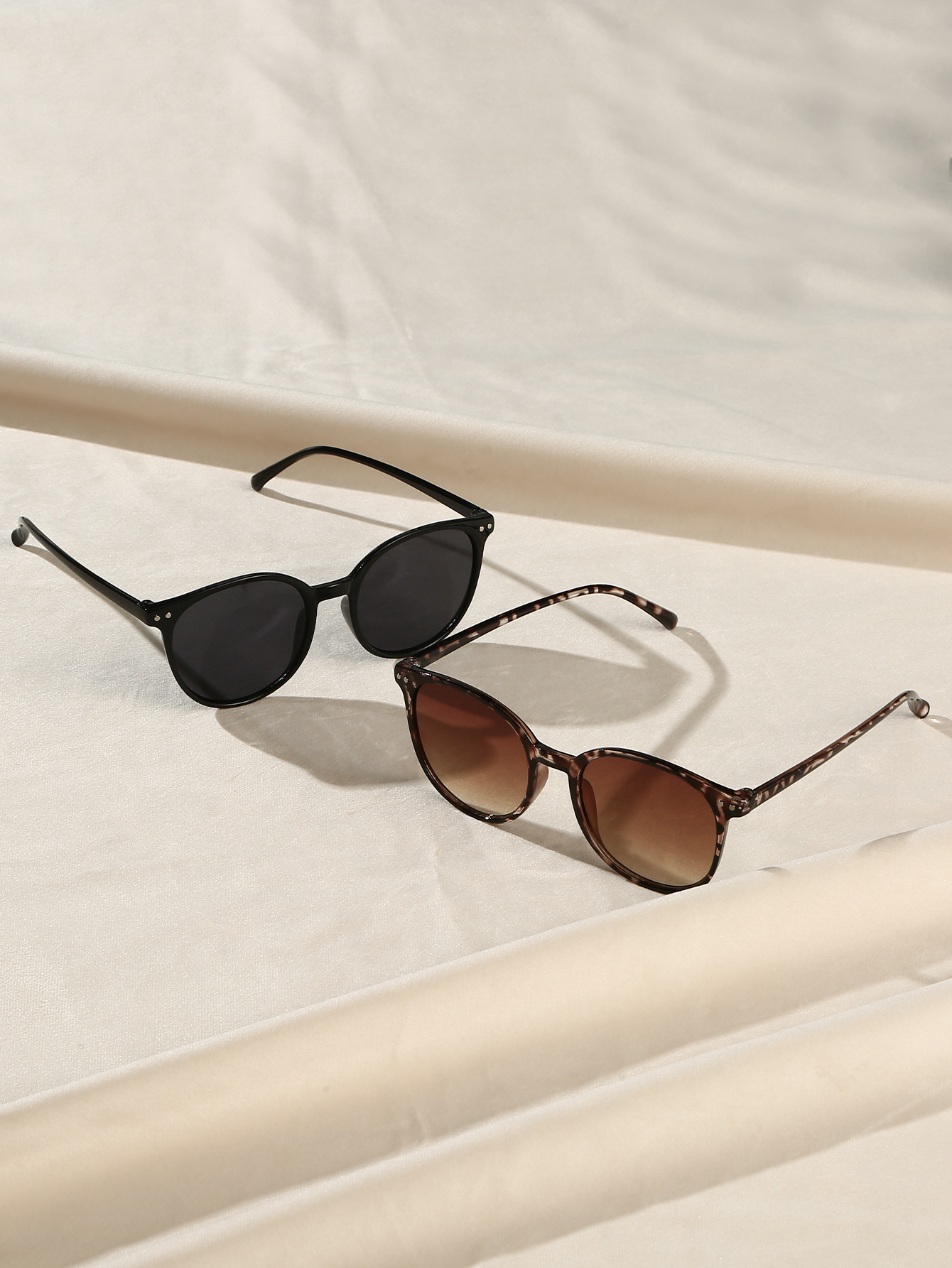 Lunettes à monture ronde à la mode pour femmes, 2 pièces, Chic noir, combinaison écaille de tortue, usage quotidien, cadeaux de vacances