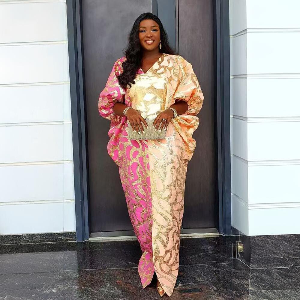 Robes africaines neuves pour femmes, robes turques grande taille pour femmes, vêtements d'église en tissu jacquard de luxe pour femmes