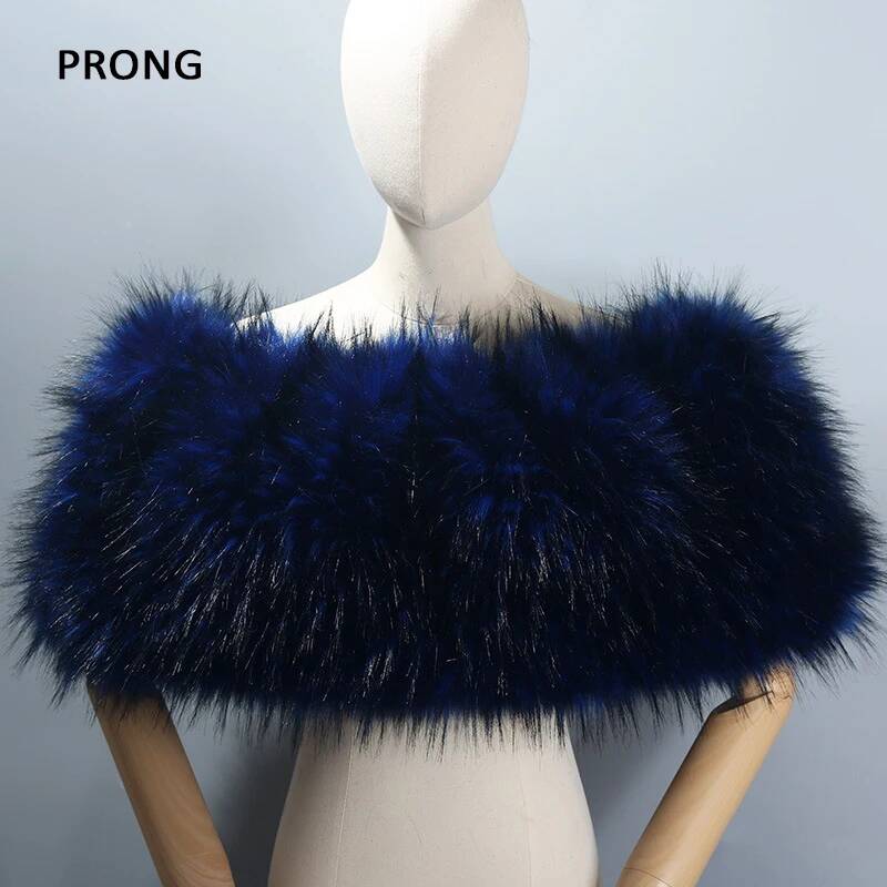 Hiver fourrure châle enveloppes femme élastique fausse fourrure de renard pull Cape élégante longue fourrure épaule couverture pour les femmes épaissi