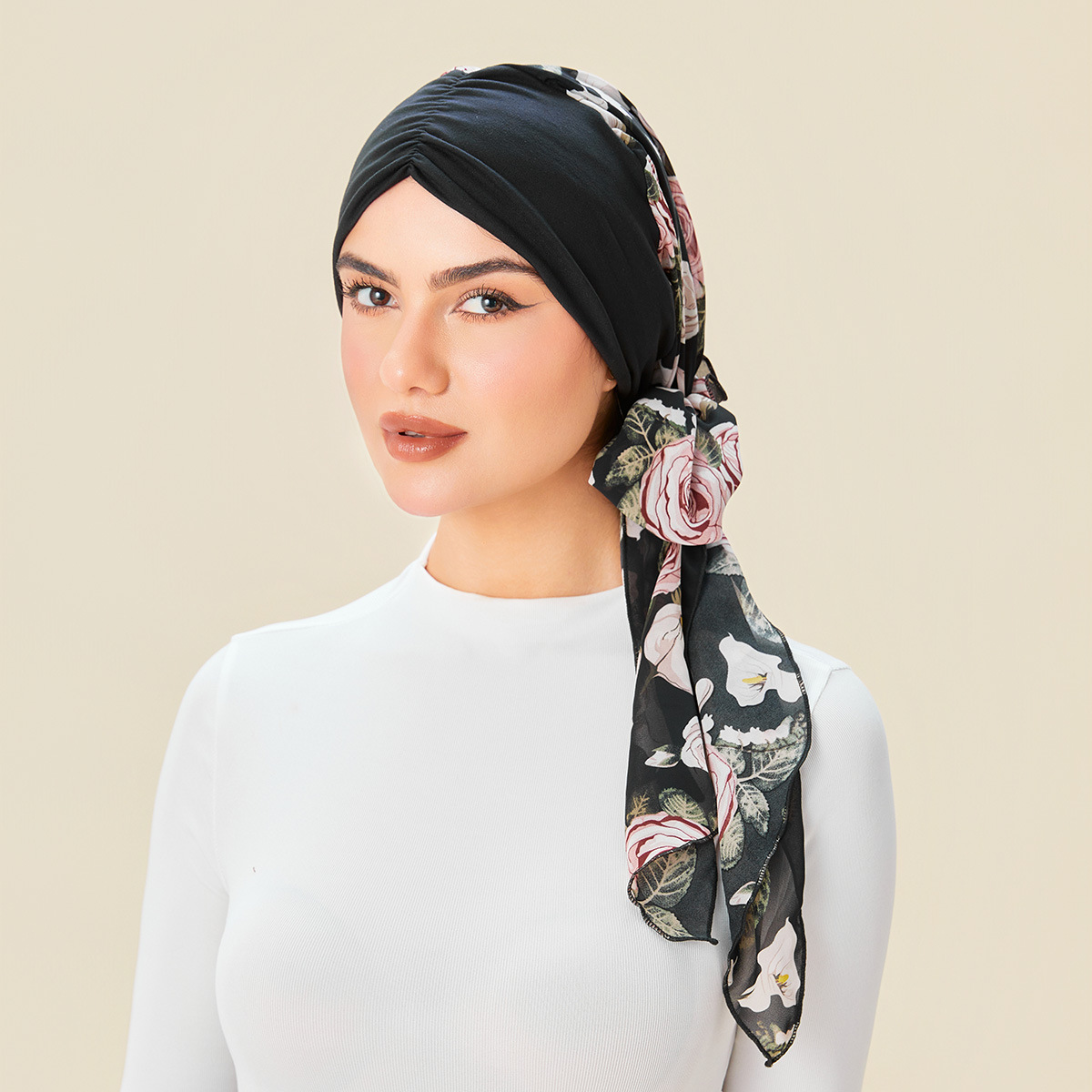 Nouveau femmes pré-attaché Turban casquette fleur imprimé musulman Hijab Cancer chimio chapeau couverture perte de cheveux tête écharpe enveloppement Strech Bandana