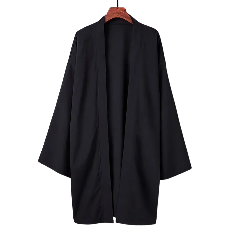 Poncho Kimono japonais Long pour hommes et femmes, couleur unie, décontracté, ample, Yukata Haori Beach, chemise Hiyoshi noire, nouvelle collection été 2024