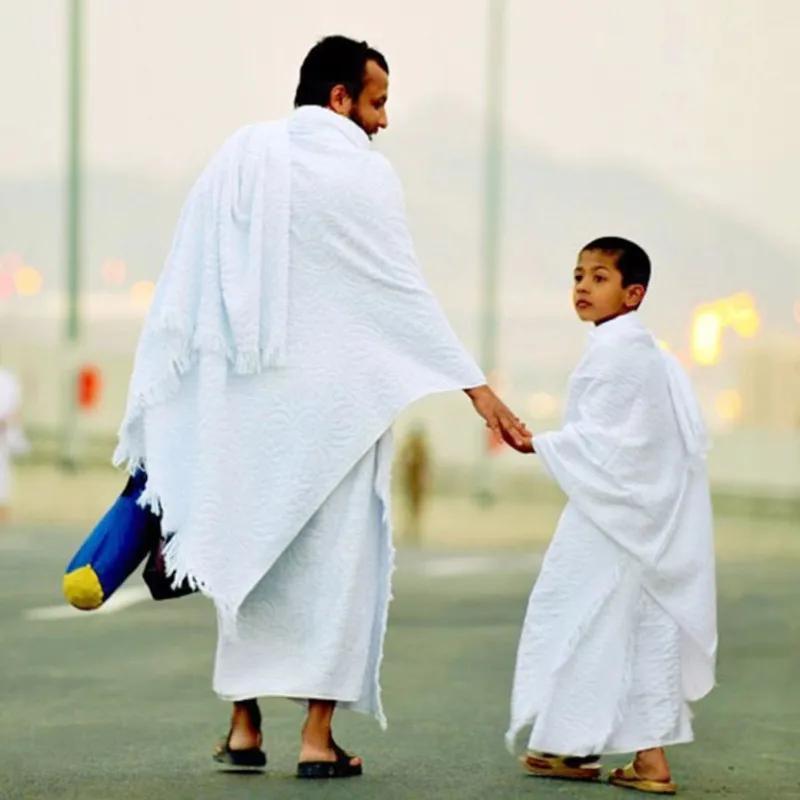 Serviette de Hajj musulmane Ihram, châle blanc pur, serviette de plage islamique pour pèlerins saoudiens