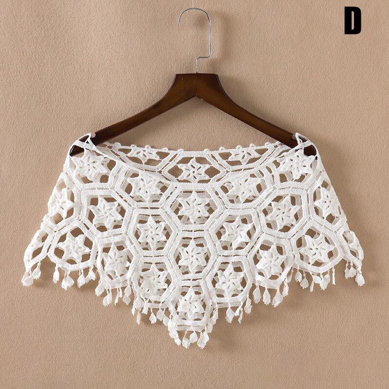 Châle poncho court en dentelle ajourée pour femme, style vintage, élégant et mignon, idéal pour mariage, robe de soirée ou comme écharpe en dentelle